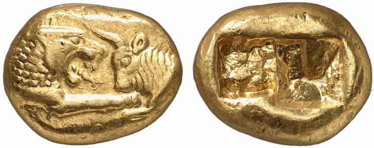Pièce d'or : Créséide, pièce d'or de Lydie (VIème siècle avant JC)