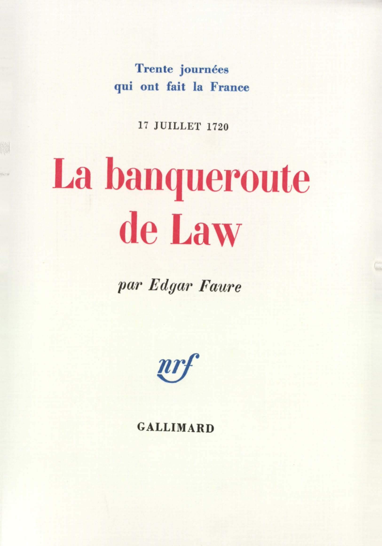 Courverture du livre La Banqueroute de Law