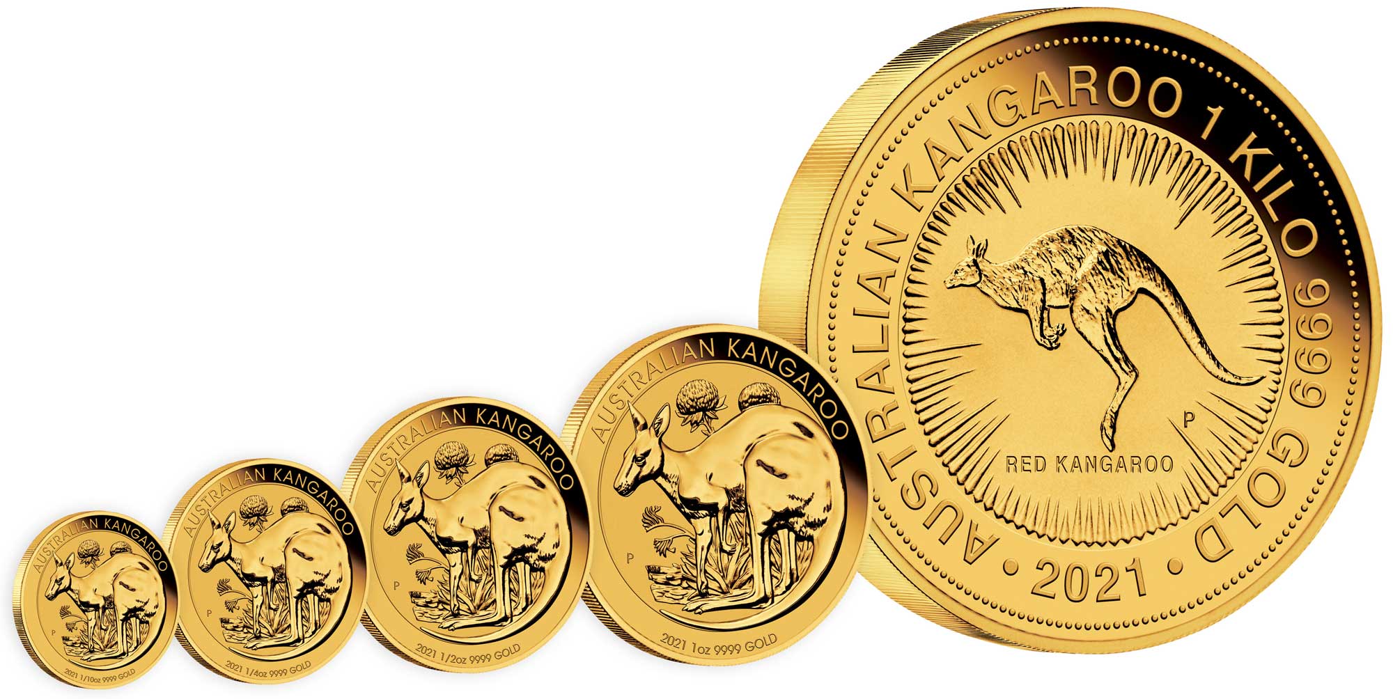 Série de pièces d'or au Kangourou : des pièces d'1/10eme d'once au Kilo...